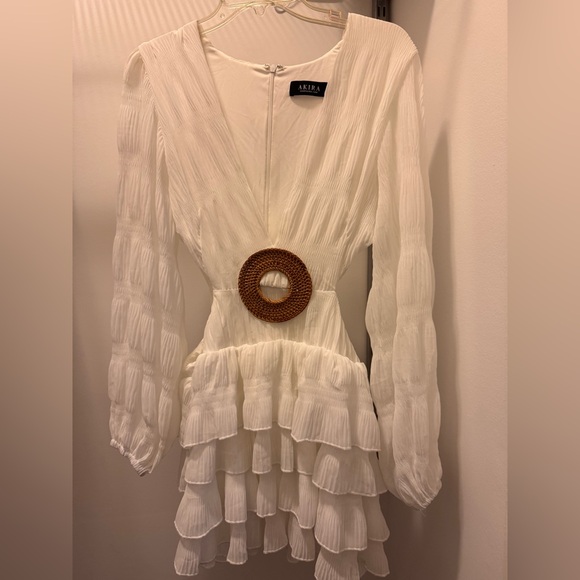 AKIRA White Cutout Ruffled Mini Dress - Picture 6 of 8